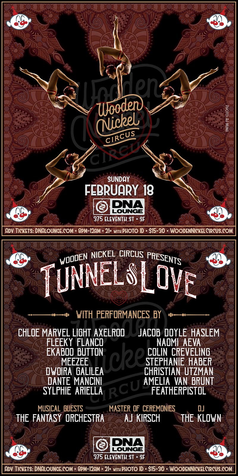 The Klown at Wooden Nickel Circus's Tunnel of Love - February 18, 2018, 8pm - DNA Lounge in San Francisco