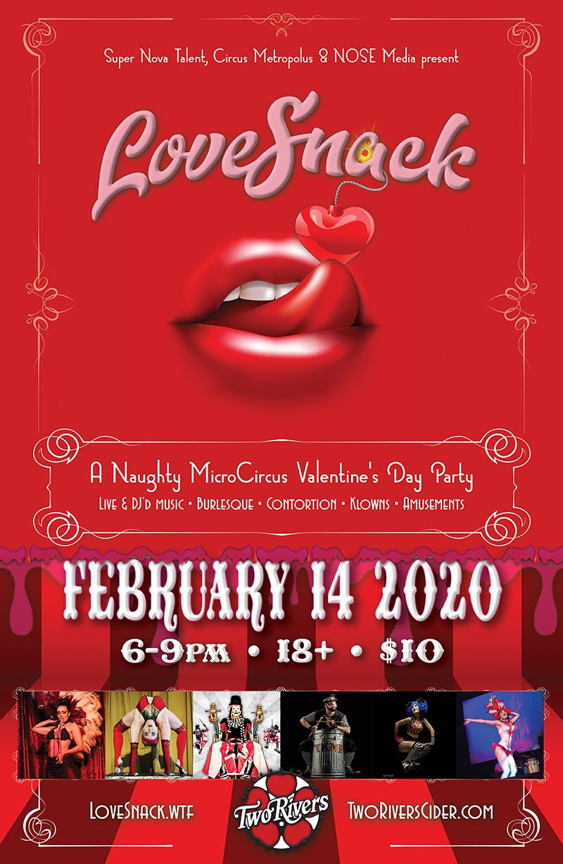 The Klown at LoveSnack Valentine's Day party - Friday, February 14, 2020 - Two Rivers Cider Company, Sacramento, California